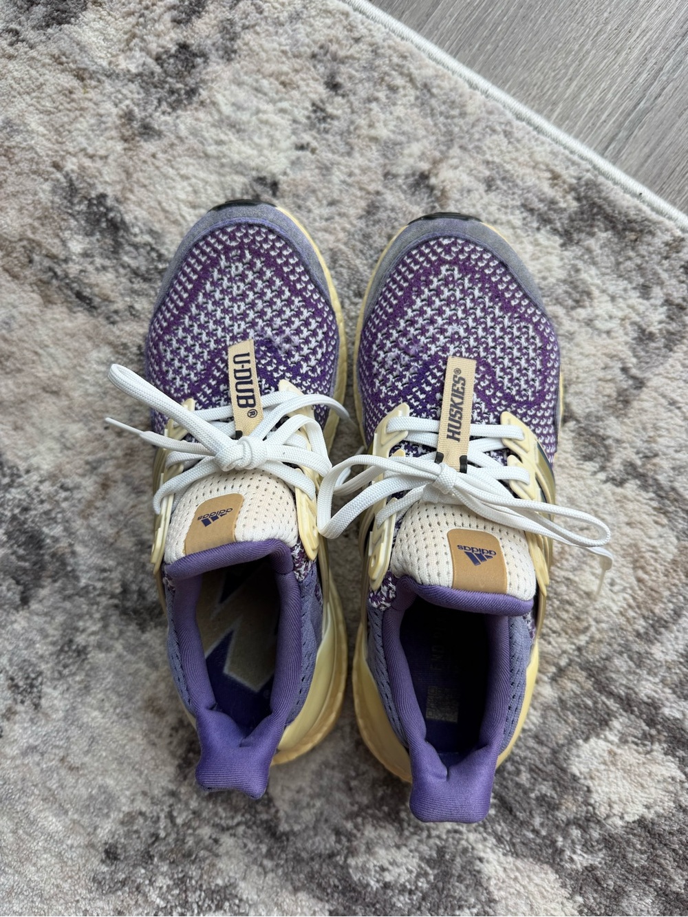 adidas Women’s Purple and Cream Knit Lace-Up Sneakers